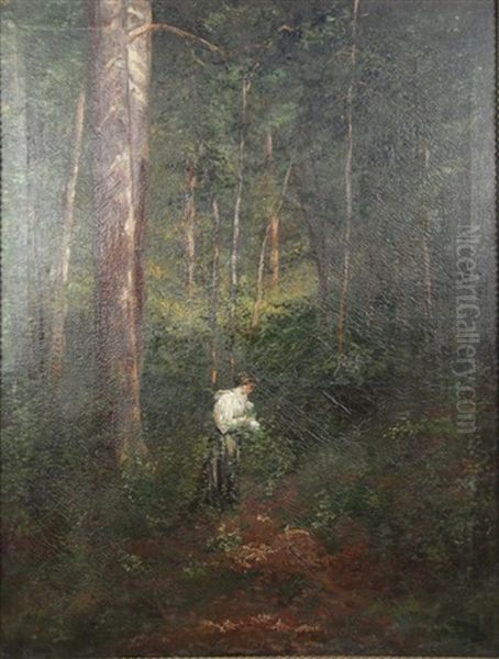 Woman In Forest Oil Painting by Christian J. Walter