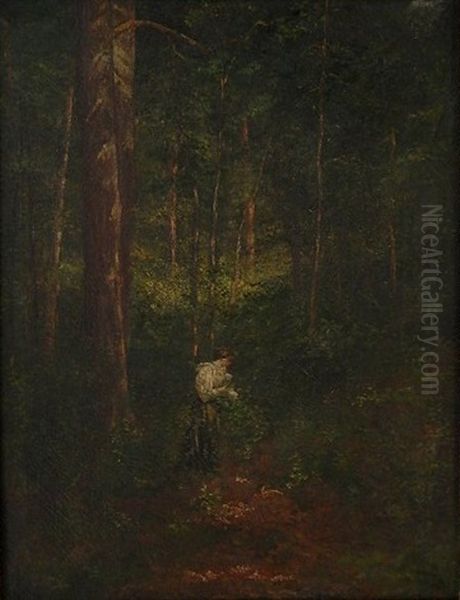 Woman In Forest Oil Painting by Christian J. Walter