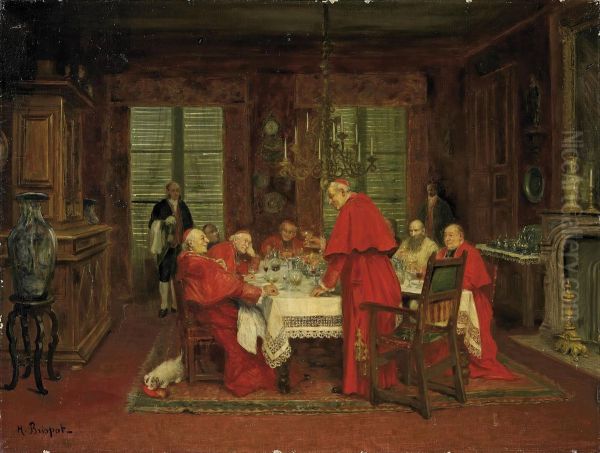 Dinner At The Cardinal's Oil Painting by Henri Brispot