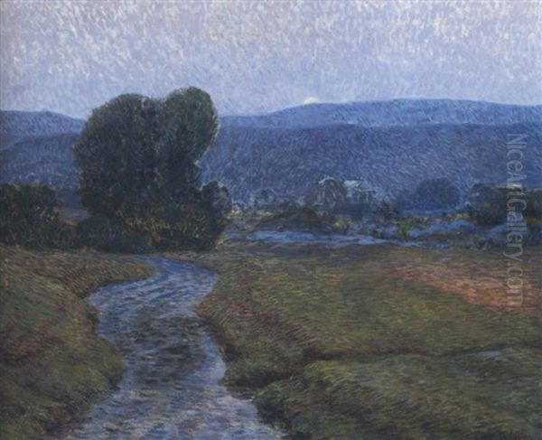 Moonlight On The Catskills Oil Painting by Christian J. Walter