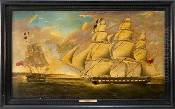 The Ship Jamaica In Two Positions Off The Coast Of Dover Oil Painting by Joseph Walter