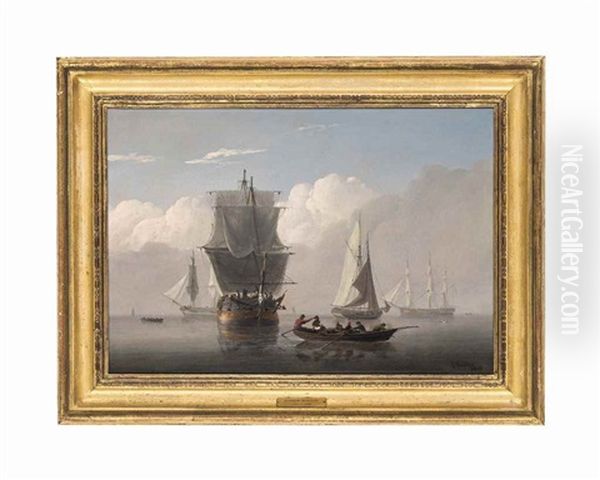 Merchantmen And Fishing Vessels Becalmed by Joseph Walter