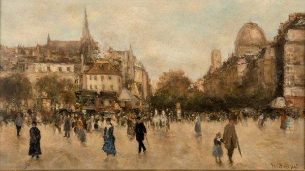 Animation Place De L'observatoire Oil Painting by Henri Brispot