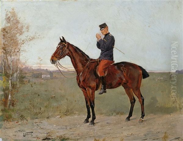 Ein Leutnant Des K. Und K. Dragonerregiments Vi Zu Pferde Oil Painting by Ottokar Walter