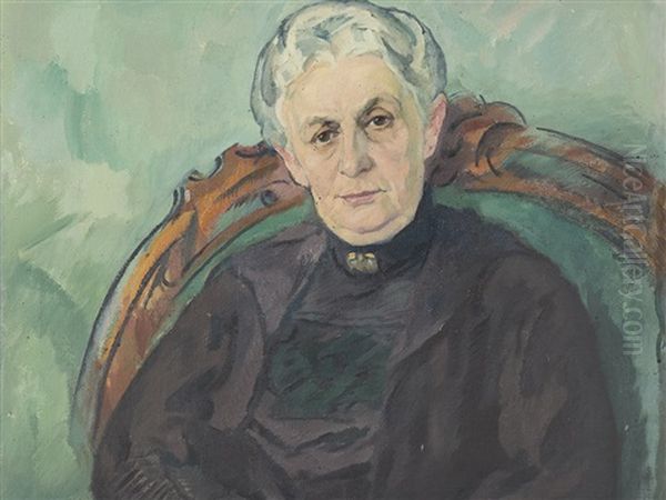 Portrait Minna Roeber,oil,1920 Oil Painting by Johann Walter-Kurau