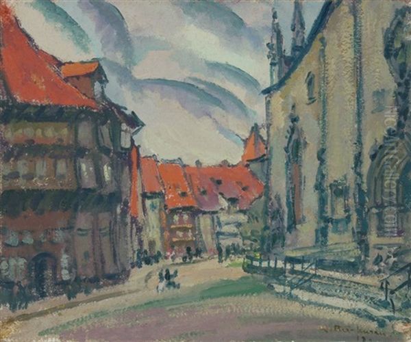 Kirchplatz Oil Painting by Johann Walter-Kurau