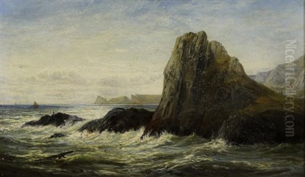 Rocky Coast Oil Painting by George Stanfield Walters