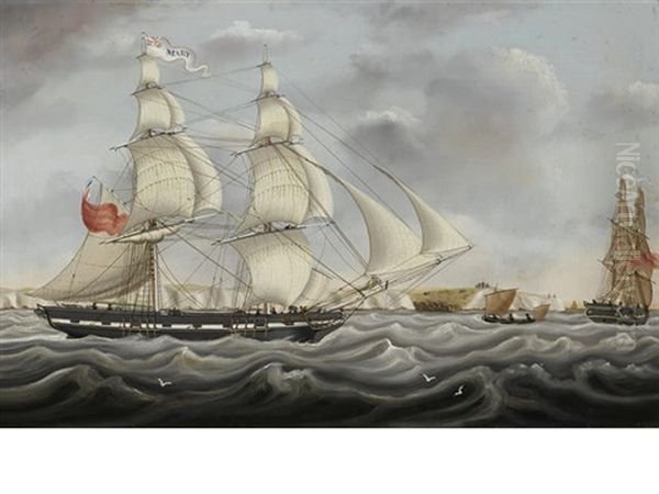 The Ship Mary In Two Positions Off Dover Oil Painting by Miles Walters