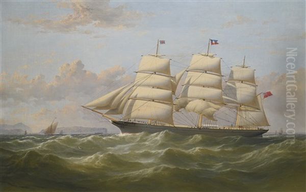 The British Merchantman Clifford In A Stiff Breeze, Preparing To Pick Up Her Pilot Off The Great Orme, North Wales, On The Return From Her Maiden Voyage To India Oil Painting by Samuel Walters