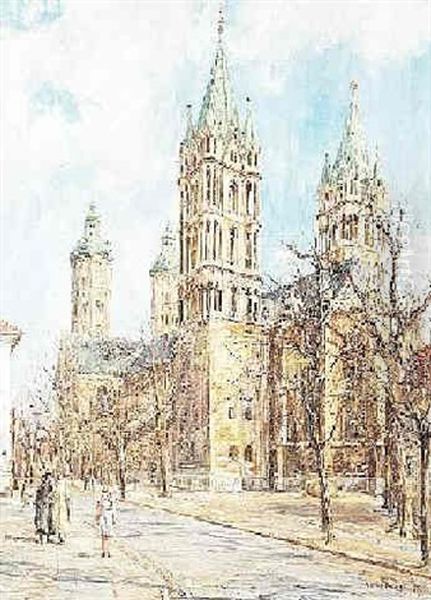 Der Naumburger Dom. Blick Auf Chor Und Sudseite Des Domes Von Sudosten Gesehen Oil Painting by Carl Walther