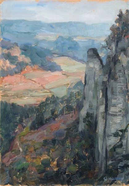 Sachsische Schweiz - Am Basteifelsen Oil Painting by Clara Walther