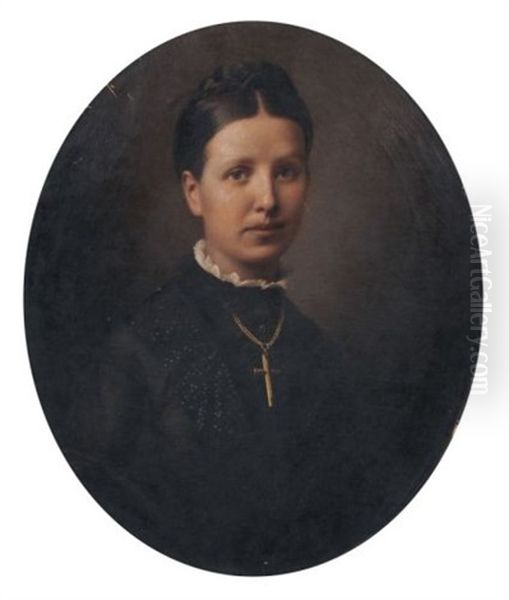 Bildnis Der Pauline Anna Weichard, Ehefrau Von Carl Hermann Goepel, Stadtgutbesitzer Altenburg Oil Painting by Gustave Walther