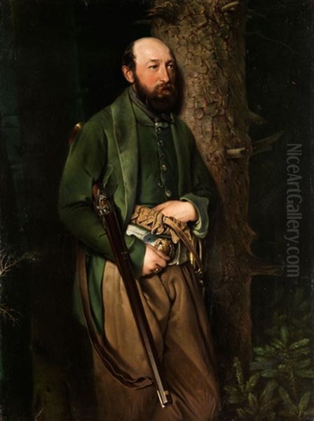 Koniglich Sachsischer Oberforstinspektor Ludwig Von Schonberg Oil Painting by Gustave Walther