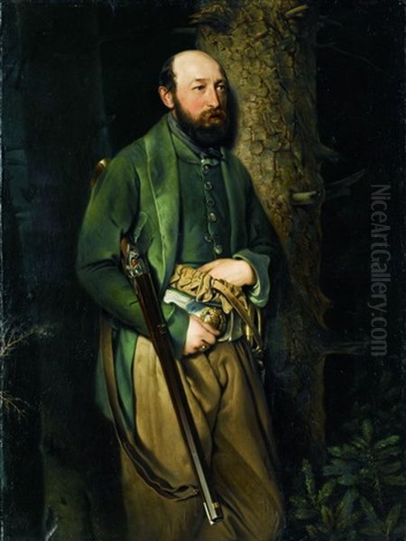 Portrat Des Kgl.sachsischen Oberforstinspektor Ludwig Von Schonberg Oil Painting by Gustave Walther