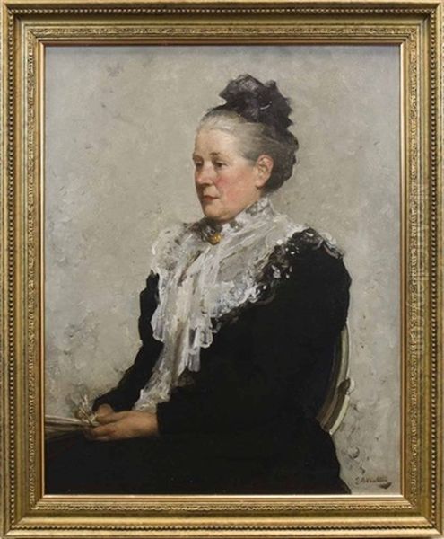 Portrait Of An Elderly Lady Oil Painting by Edward Arthur Walton