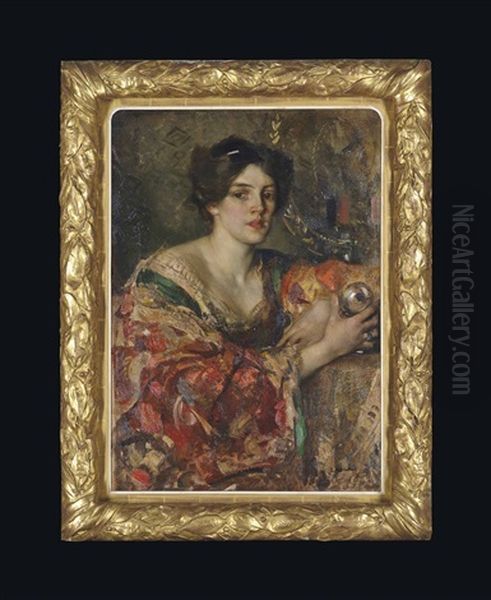 The Fortune Teller, Miss Jane Aitken Oil Painting by Edward Arthur Walton