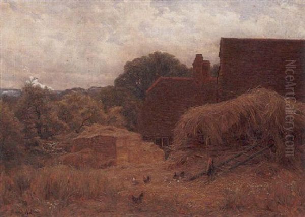 The Straw Yard Oil Painting by Frank Walton