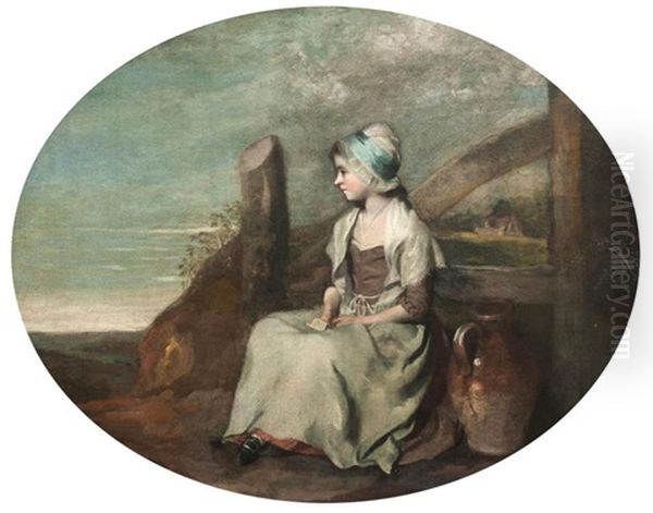 A Girl Seated At The Stile by Henry Walton