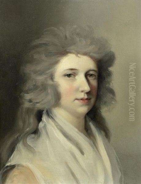 Portrait Of A Lady, Bust Length Oil Painting by Henry Walton