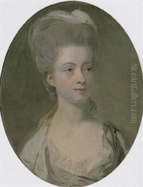 Portrait Of Lady Roche Wearing A Grey Dress by Henry Walton