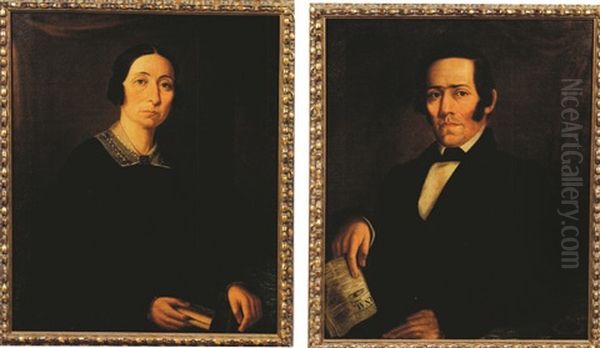 Portrait Of Mr. Billings (+ Portrait Of Mrs. Billings; 2 Works) Oil Painting by Henry Walton