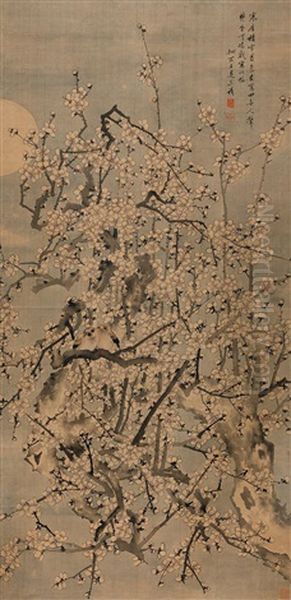 Plum Blossoms On A Moonlit Night Oil Painting by  Wan Shanglin