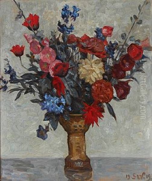 Still Life With Flowers In A Vase Oil Painting by Sigurd Wandel