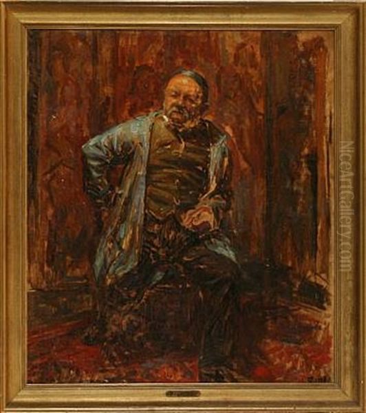 Portrait Of The Danish Painter Kristian Zahrtmann Oil Painting by Sigurd Wandel