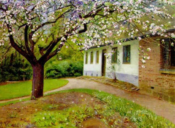 Cherry Blossom Oil Painting by Sigurd Wandel