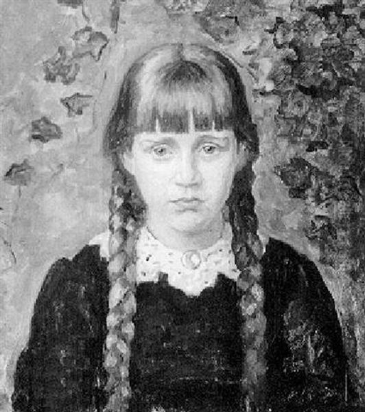 Young Girl With Braided Hair Oil Painting by Sigurd Wandel