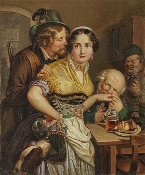 The Desired Waitress Between Good And Expensive Oil Painting by Georg Wilhelm Wanderer