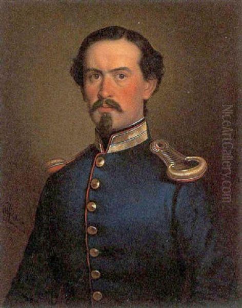 Portrat Von Oberst Wilhelm Eckmayr Oil Painting by Georg Wilhelm Wanderer