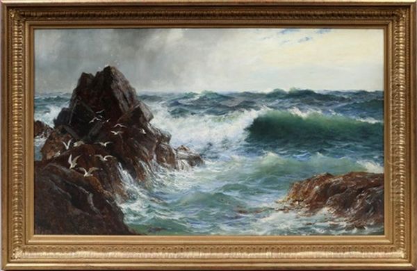 Rocky Coastline Oil Painting by Richard Wane