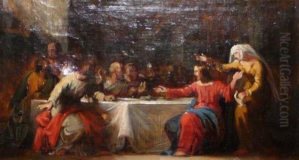 Jesus Dans La Maison De Simon Oil Painting by Pierre Brisset