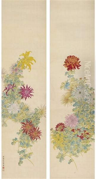 Chrysanthemums Oil Painting by  Wang Chengpei