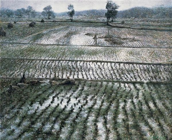 Field In Early Winter Oil Painting by  Wang Ding