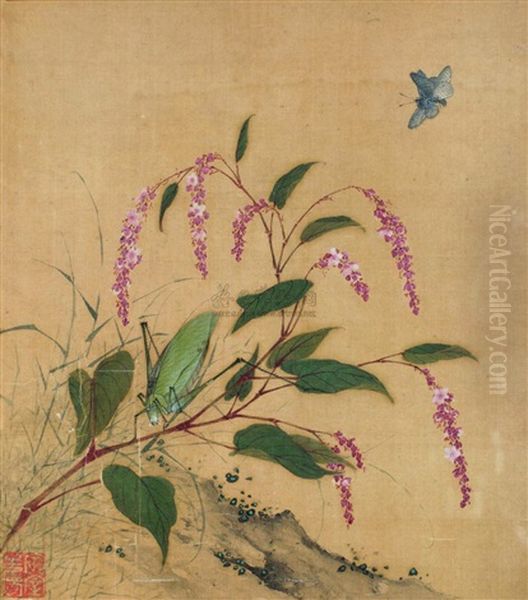 Butterfly And Flowers Oil Painting by  Wang Guxiang