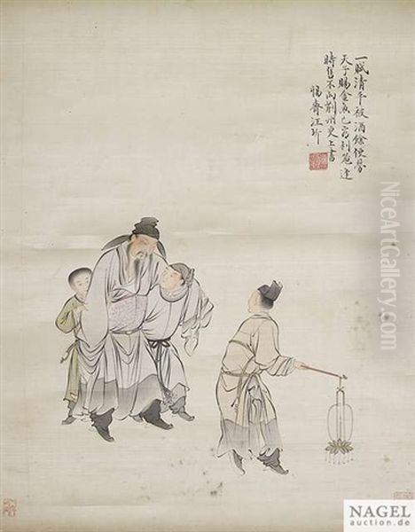 Der Betrunkene Dichter Li Taibo Oil Painting by  Wang Qi