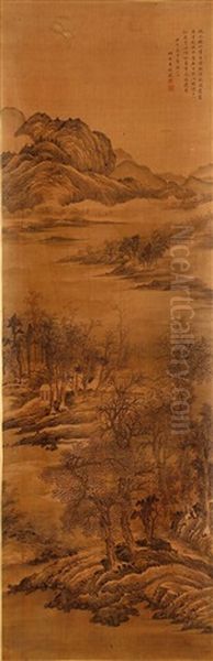 Forest Landscape With Cottage Oil Painting by  Wang Shimin