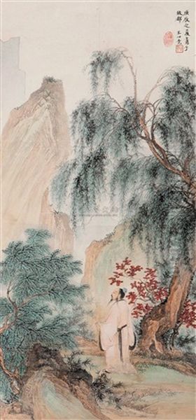 Landscape And Character Oil Painting by  Wang Xinjing