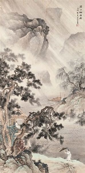 Mist And Rain Over Mount Xi Oil Painting by  Wang Xinjing