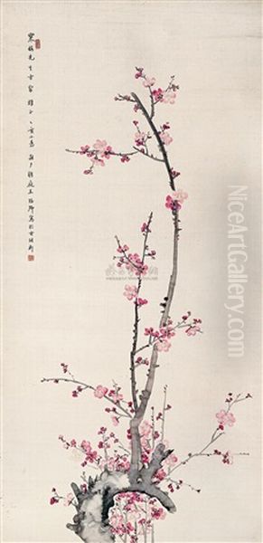 Plum Flower Oil Painting by  Wang Yaoqing