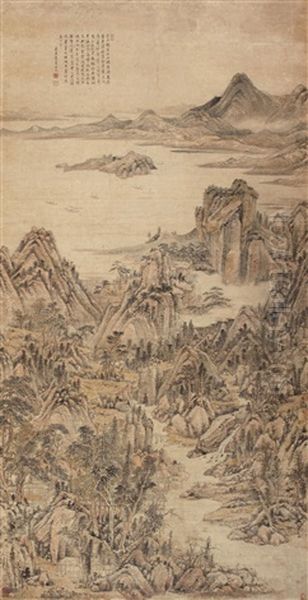 Landscape (after Huang Gongwang) Oil Painting by  Wang Yu