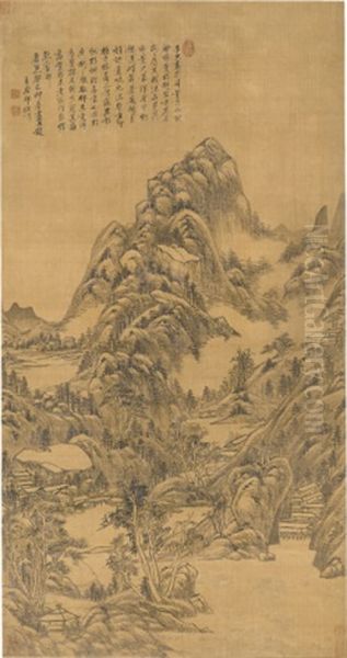 Landscape After Huang Gongwang Oil Painting by  Wang Yuanqi