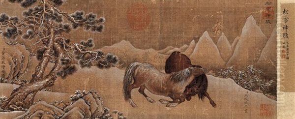 Horses Oil Painting by  Wang Zhicheng