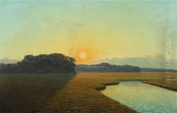 Sunset Oil Painting by Albert Evard Wang