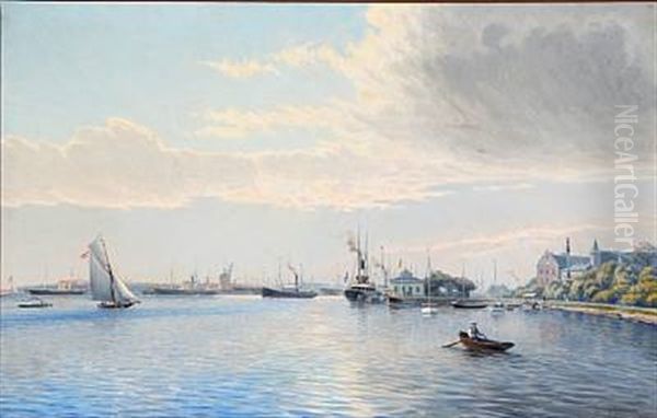 Udfor Frihavnen Oil Painting by Albert Evard Wang