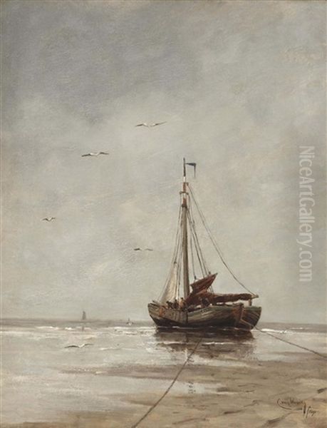 Bomschuit On The Beach Oil Painting by Kees Van Waning