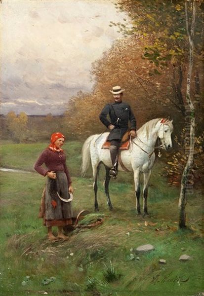 Meeting By The Forest Oil Painting by Wladyslaw Wankie