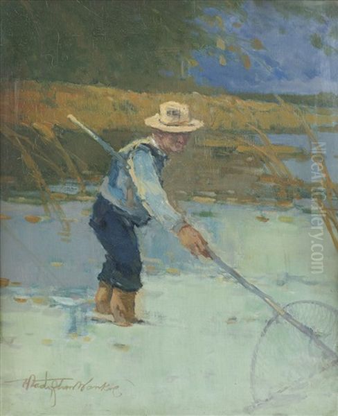 Fishman Oil Painting by Wladyslaw Wankie